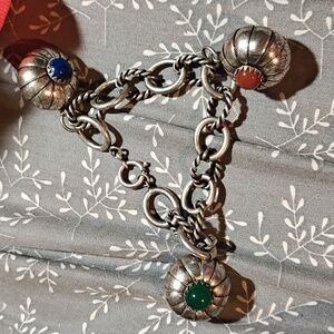 Antique Italian silver and semi precious stone bracelet